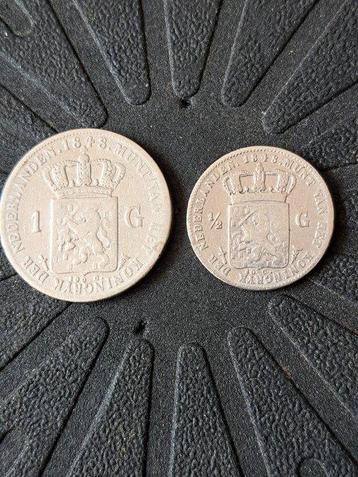Pays-Bas. Willem II (1840-1849). 1/2, 1 Gulden 1848 (Sans beschikbaar voor biedingen