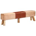 vidaXL Gymbok 160 cm echt leer en canvas bruin, Huis en Inrichting, Verzenden, Nieuw