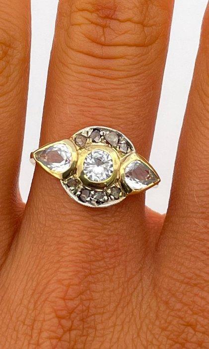 Zonder Minimumprijs - Ring - 9 kt. Geel goud, Zilver, Handtassen en Accessoires, Ringen
