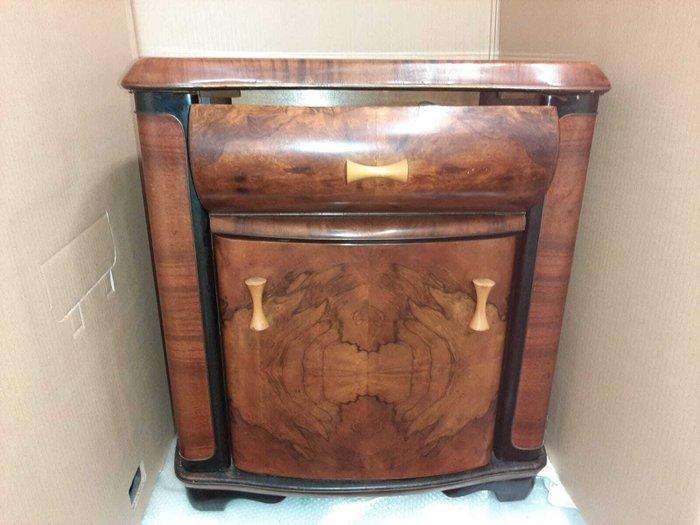 Drankkast - Knoesthout - Mobiele bar met platenspeler, Antiek en Kunst, Kunst | Designobjecten