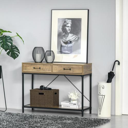 Bijzettafel – Vintage - Lades - Onderplank - Bruin, Huis en Inrichting, Tafels | Sidetables, Nieuw, Ophalen of Verzenden
