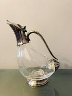 Karaf (3) - Gegraveerd glas, geslepen glas, verzilverd