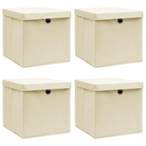 vidaXL Opbergboxen met deksel 4 st 32x32x32 cm stof, Doe-het-zelf en Bouw, Kratten en Dozen, Nieuw, Verzenden