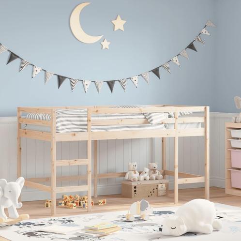 vidaXL Kinderhoogslaper met ladder 90x200 cm massief, Huis en Inrichting, Slaapkamer | Bedden, Nieuw, Verzenden