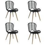 vidaXL Chaises à manger lot de 4 noir rotin naturel, Maison & Meubles, Verzenden, Neuf