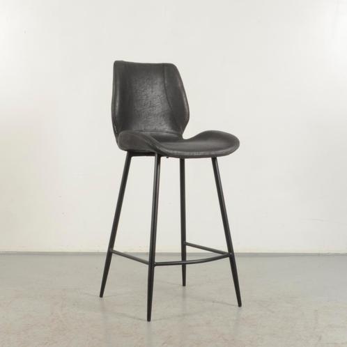Barkruk Åmåle - Zwart ecoleder - 4-poot onderstel, Huis en Inrichting, Stoelen, Gebruikt, Ophalen of Verzenden