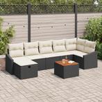 vidaXL 8-delige tuinbankset met kussen - zwart poly rattan, Tuin en Terras, Verzenden, Nieuw