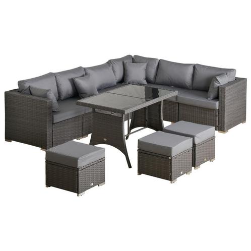 Loungeset - Allibert - Hoekstoelen – Tafel – Donkergrijs, Tuin en Terras, Tuinsets en Loungesets, Nieuw, Ophalen of Verzenden