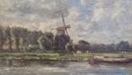 Willem Roelofs (1822-1897 ) - Molen langs de rivier in t, Antiek en Kunst