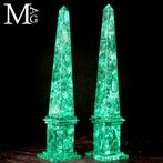 Elegante malachiet obelisken - Hoogte: 390 mm - Breedte: 82, Verzamelen