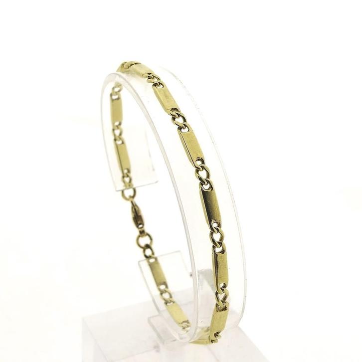 Gouden staafjes/gourmetschakel armband (Schakelarmband), Handtassen en Accessoires, Armbanden, Overige kleuren, Gebruikt, Goud