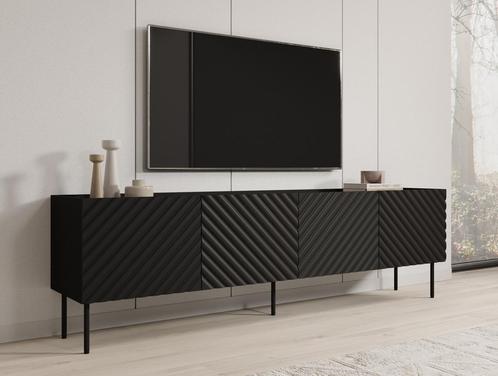 Meubella | TV-Meubel zwart 200x40x59 | hotel chique modern, Huis en Inrichting, Kasten |Televisiemeubels, 25 tot 50 cm, Nieuw