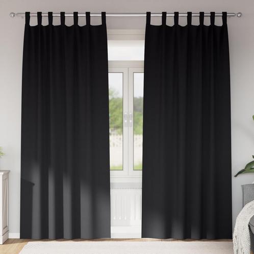 vidaXL Gordijnen met gordijnen 2 pcs Zwart 260 x 140 cm, Huis en Inrichting, Stoffering | Gordijnen en Lamellen, Nieuw, Verzenden