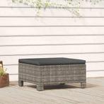 vidaXL Voetensteun met kussen poly rattan grijs, Tuin en Terras, Verzenden, Nieuw