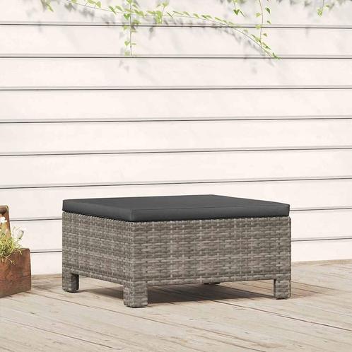 vidaXL Voetensteun met kussen poly rattan grijs, Tuin en Terras, Tuinsets en Loungesets, Nieuw, Verzenden