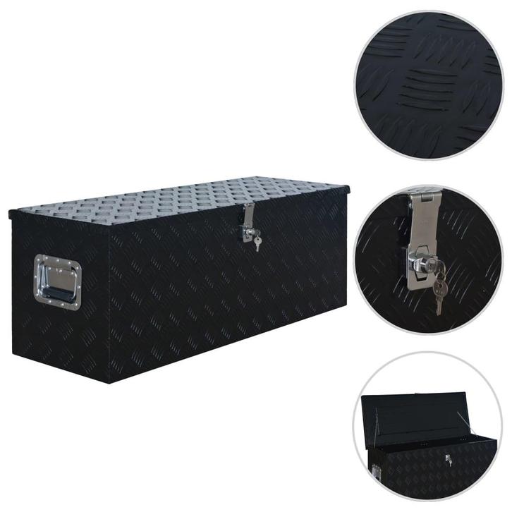 vidaXL Aluminium kist 1085x370x400 mm zwart, Doe-het-zelf en Bouw, Gereedschapskisten, Nieuw, Verzenden