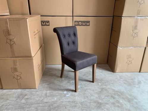 Veiling - Stoel Dora (set van 4) Stof - Bruin - Eikenhout, Huis en Inrichting, Stoelen, Nieuw