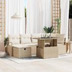 vidaXL Tuinbank Set met kussen met opslag 7 pcs Beige Poly, Tuin en Terras, Verzenden, Nieuw