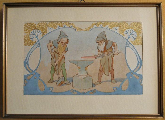 Georg Sturm (1855-1923), Toegeschreven aan - De smedende, Antiek en Kunst, Kunst | Schilderijen | Klassiek