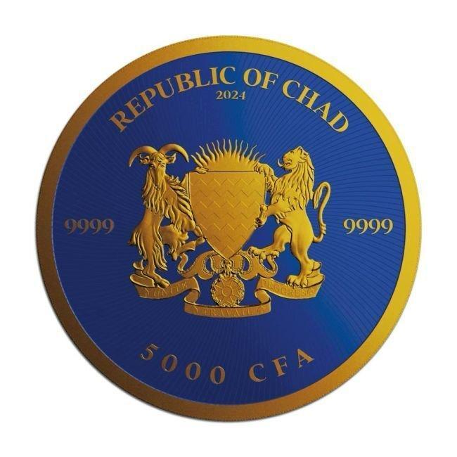 Tchad. 5000 Francs 2024 1 oz Chad Cannabis Royal Blue 24k, Timbres & Monnaies, Métaux nobles & Lingots