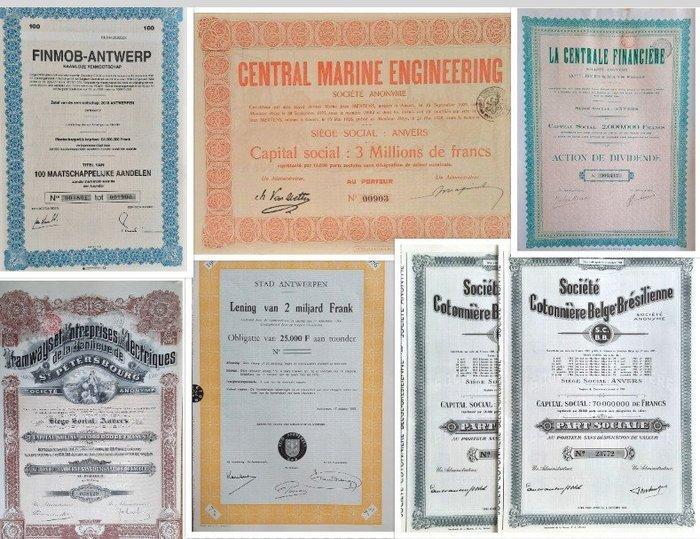 België. fraai aanbod van 51 effecten met maatschappelijke, Antiek en Kunst, Antiek | Speelgoed