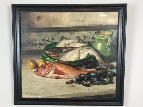 Willem E Roelofs jr (1874-1940) - Visstilleven, Antiek en Kunst, Kunst | Schilderijen | Klassiek