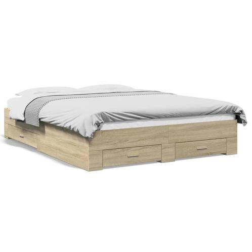 vidaXL Cadre de lit à tiroirs chêne sonoma 160x200cm, Huis en Inrichting, Slaapkamer | Bedden, Verzenden