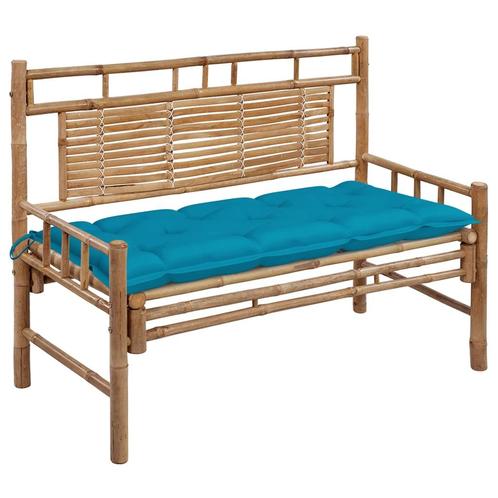 vidaXL Tuinbank met kussen 120 cm bamboe, Tuin en Terras, Tuinsets en Loungesets, Nieuw, Verzenden