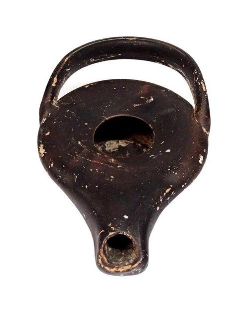 Oud Grieks Oliekandelaar met zwarte glazuur - 6e / 4e eeuw, Antiek en Kunst, Antiek | Overige Antiek