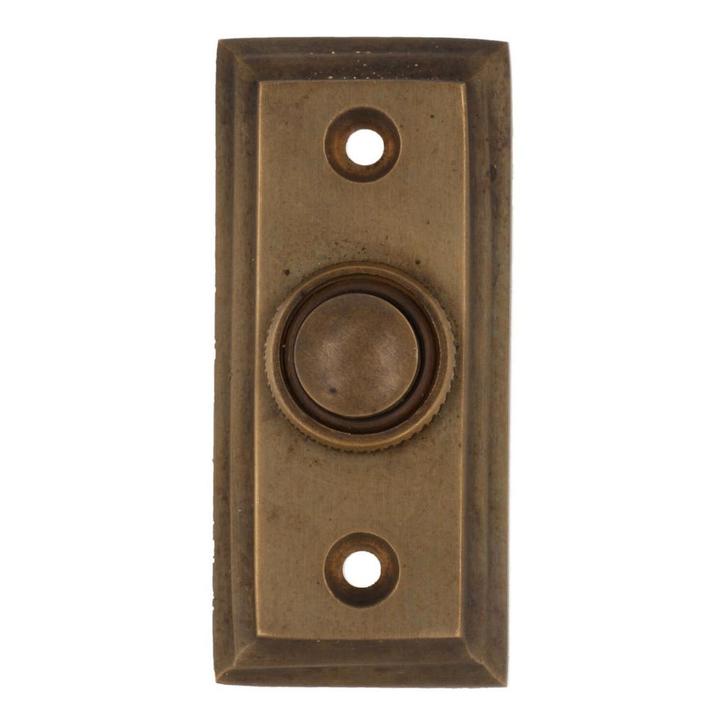 Beldrukker rechthoekig messing antiek, Doe-het-zelf en Bouw, Hang- en Sluitwerk, Klink of Kruk, Nieuw, Overige materialen