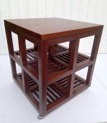 Bijzettafel - Hout - Houten kubus tafel 60 cm
