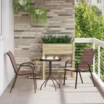 vidaXL Tuin Bistro Set 3 pcs Bruin Staal, Tuin en Terras, Tuinsets en Loungesets, Verzenden, Nieuw