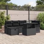 vidaXL 7-delige tuinzetel set met kussens - zwart poly, Tuin en Terras, Tuinsets en Loungesets, Verzenden, Nieuw