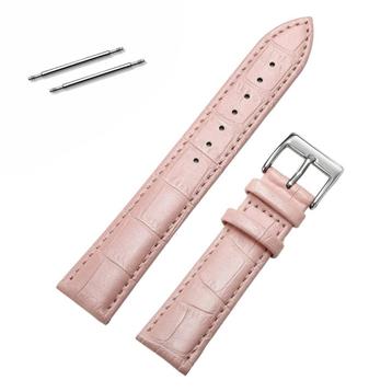 Fako® - Horlogebandje - Echt Leer - 20mm - Croco - Roze