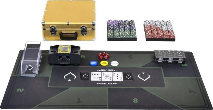 Texas Finest Golden Pokerset - complete set inclusief, Kinderen en Baby's, Speelgoed | Overig, Nieuw, Verzenden