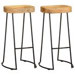 vidaXL Tabourets de bar lot de 2 bois de manguier massif, Verzenden