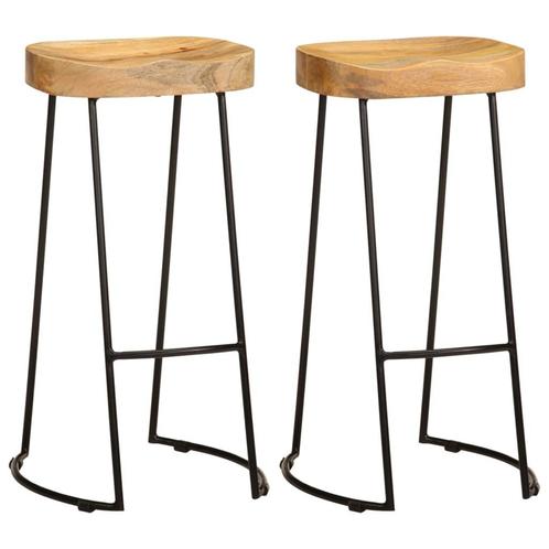 vidaXL Tabourets de bar lot de 2 bois de manguier massif, Maison & Meubles, Tabourets de bar, Neuf, Envoi