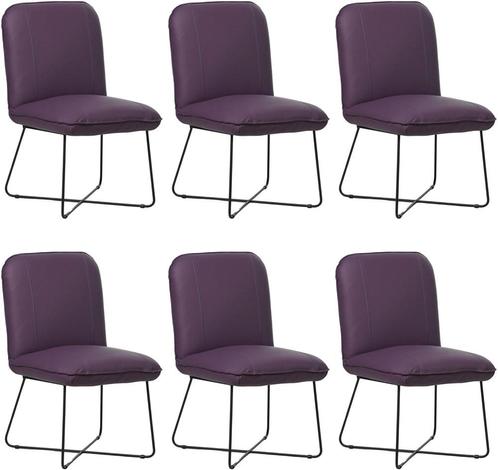 Set van 6 Paarse leren industriële design eetkamerstoelen -, Huis en Inrichting, Stoelen, Nieuw, Vijf, Zes of meer stoelen, Leer