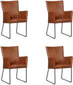 Set van 4 Cognac leren industriële eetkamerstoelen - Granada, Nieuw, Vier, Modern, Leer