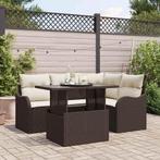 vidaXL Buiten Eettafel Set met kussen 5 pcs Bruin Poly, Tuin en Terras, Verzenden, Nieuw