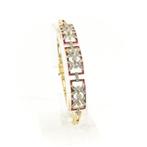 Gouden schakelarmband met robijn en diamanten; 0,89 ct., Gebruikt, Overige kleuren, Ophalen of Verzenden, Met edelsteen