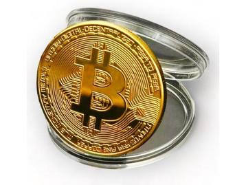 Veiling - Bitcoin munt met hoesje - Goud beschikbaar voor biedingen