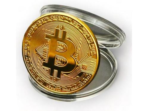 Veiling - Bitcoin munt met hoesje - Goud, Verzamelen, Overige Verzamelen