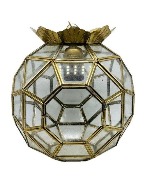 Plafondlamp - Globo Vidriera - Messing, Antiek en Kunst, Curiosa en Brocante