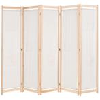 vidaXL Kamerscherm met 5 panelen 200x170x4 cm stof crème, Huis en Inrichting, Verzenden, Nieuw