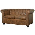 vidaXL Chesterfield bank 2-zits kunstleer bruin, Verzenden, Nieuw