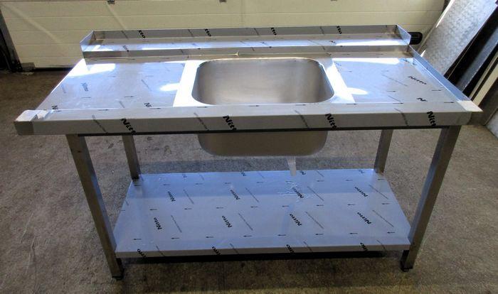 RVS Wastafel, Spoeltafel met 1 wasbak, B140 x D75 x H83cm, Zakelijke goederen, Kantoor en Winkelinrichting | Winkel en Inventaris