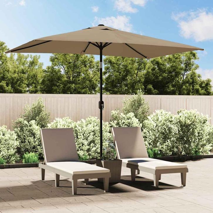 vidaXL Parasol met metalen paal 300x200 cm taupe, Tuin en Terras, Parasols, Nieuw, Verzenden