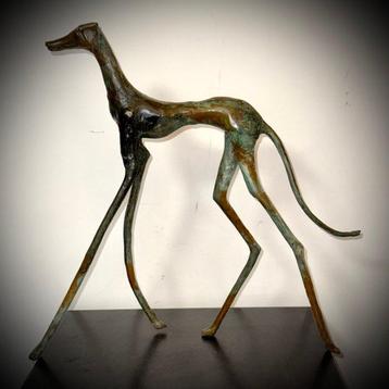 Abdoulaye Derme - Sculpture, Chien Lévrier - 35 cm - Bronze