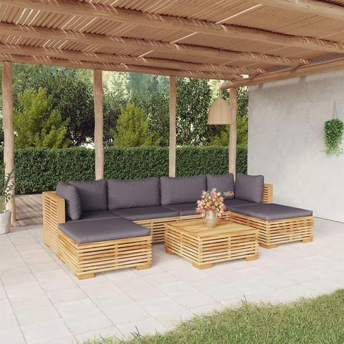 vidaXL Salon de jardin 7 pcs avec coussins Bois de teck, Jardin & Terrasse, Ensembles de jardin, Salons de jardin, Neuf, Envoi